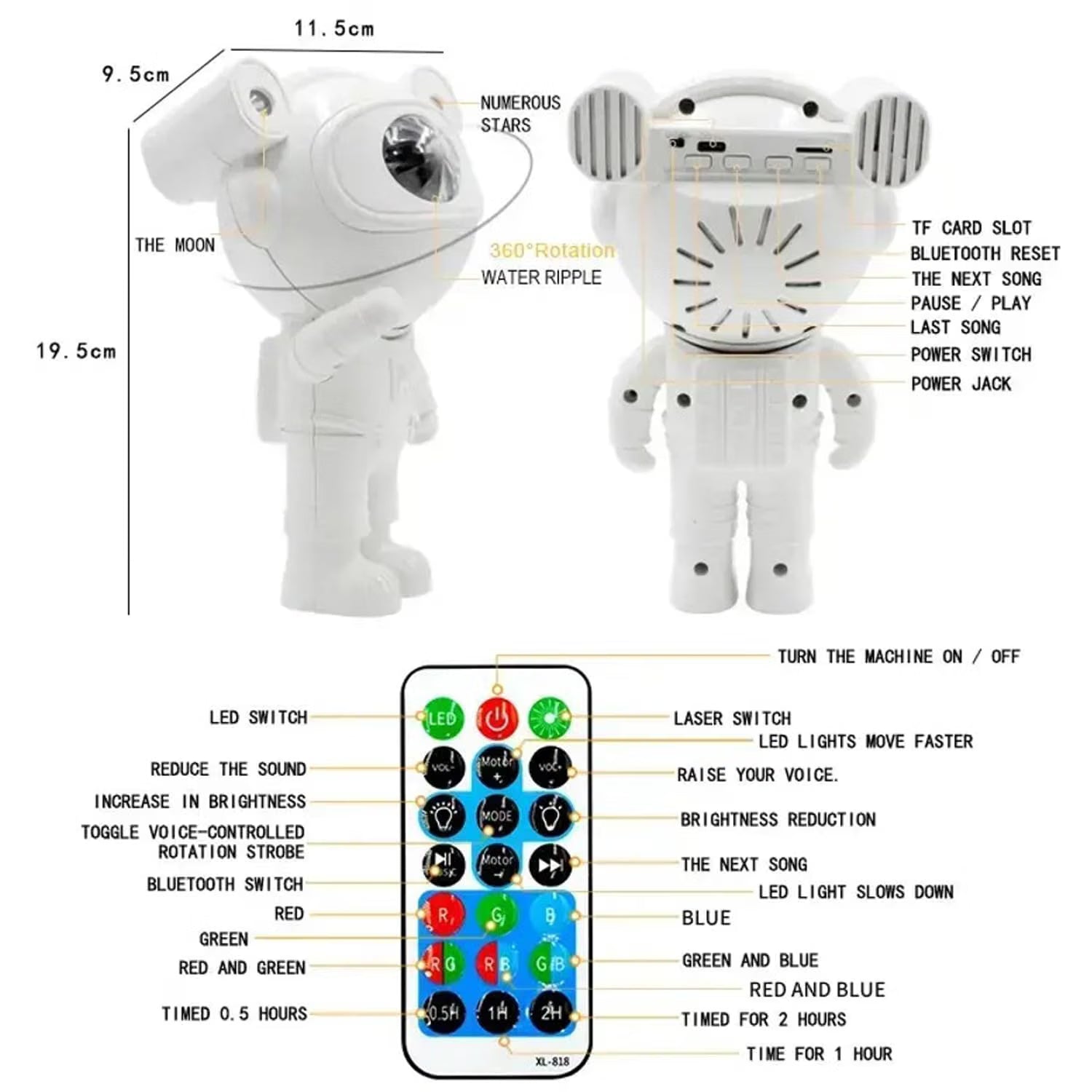 ASTRONAUT GALAXY PROJECTOR WITH SPEAKER 🔊