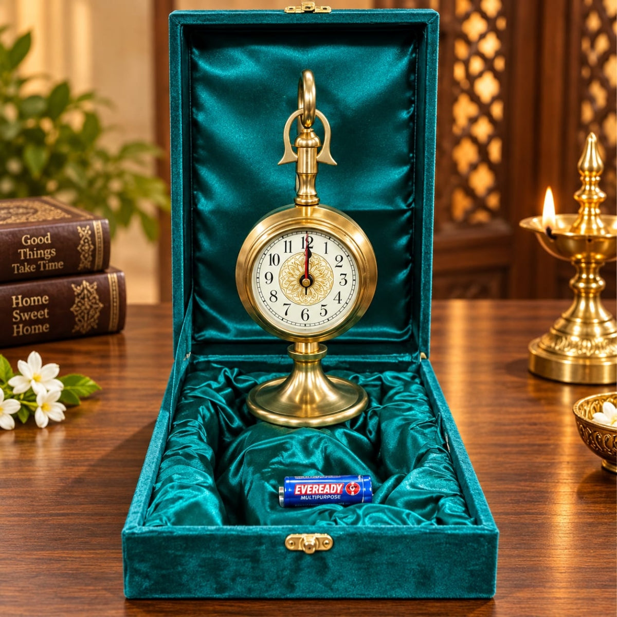 SHRINEX BRASS HANGING TABLE CLOCK