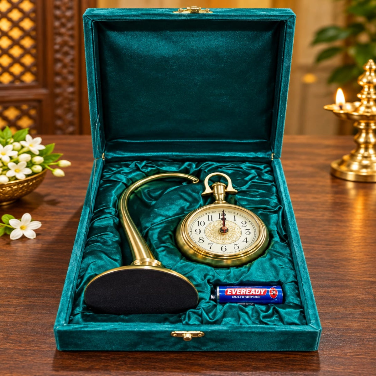 SHRINEX BRASS HANGING TABLE CLOCK