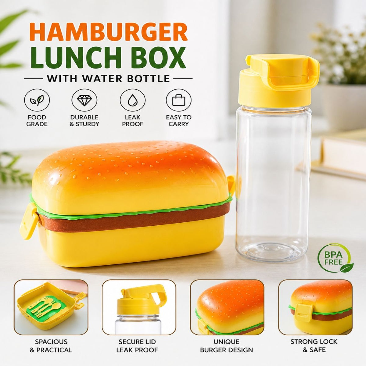 SHRINEX Combo Hamburger Kids Lunch Box