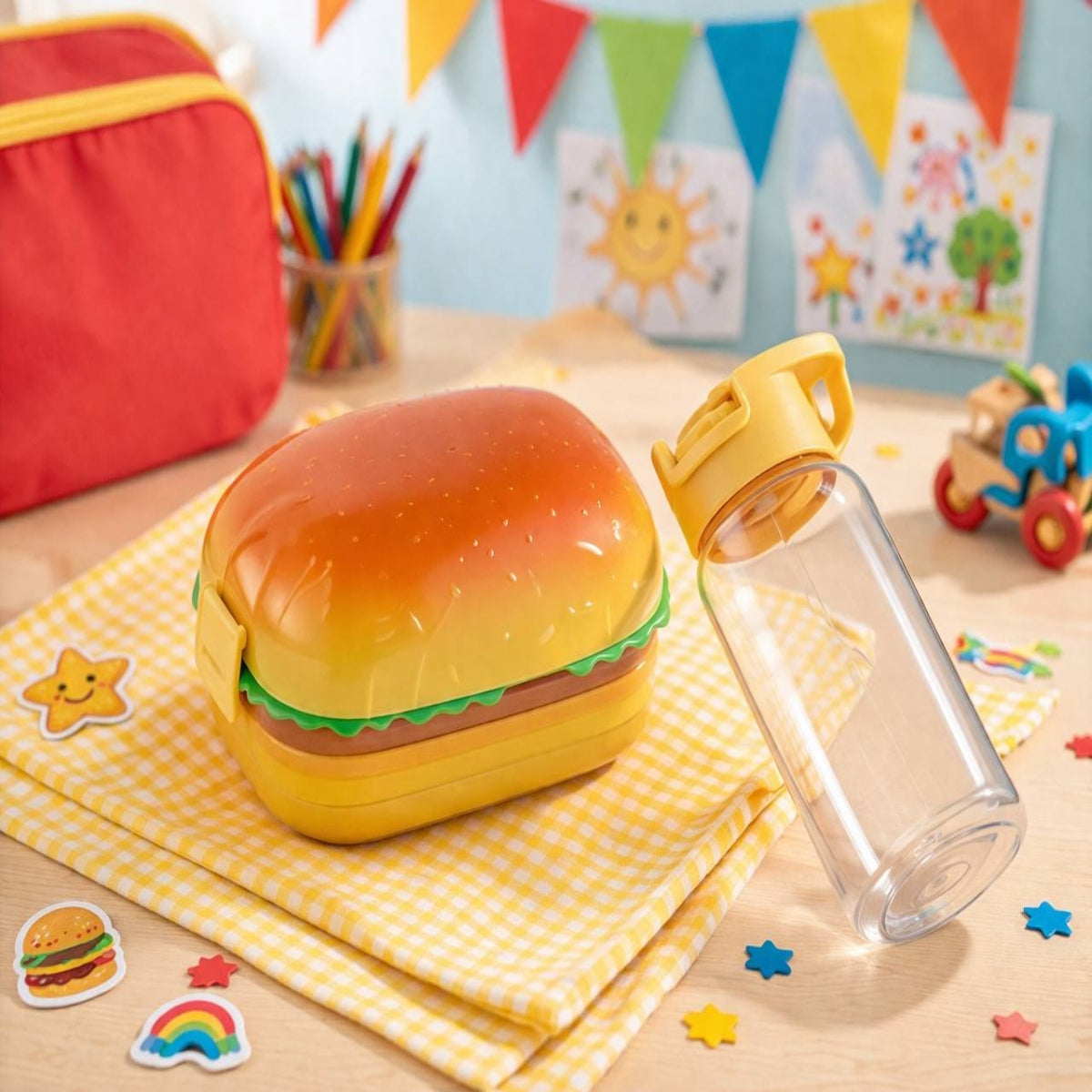 SHRINEX Combo Hamburger Kids Lunch Box