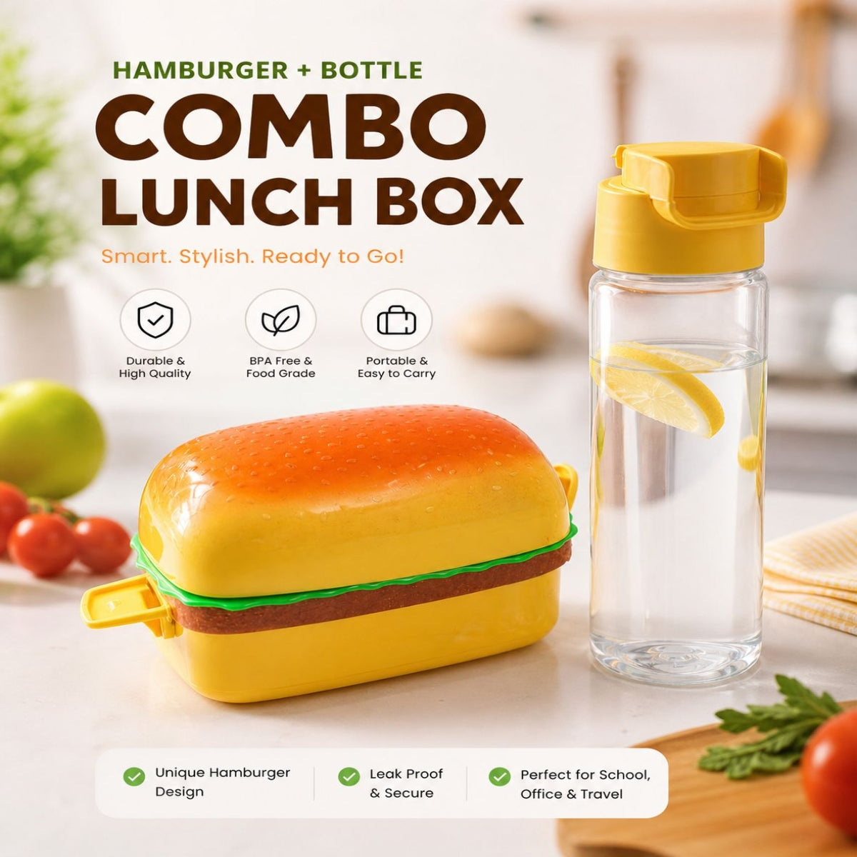 SHRINEX Combo Hamburger Kids Lunch Box
