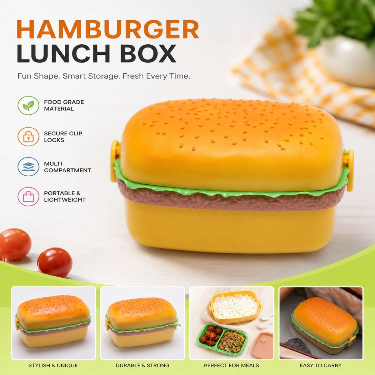 SHRINEX Hamburger Kids Lunch Box