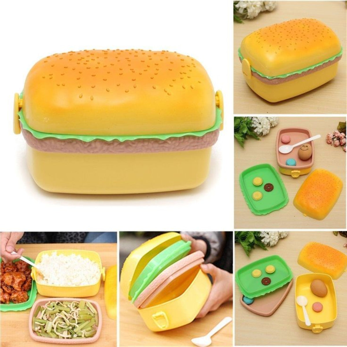 SHRINEX Hamburger Kids Lunch Box