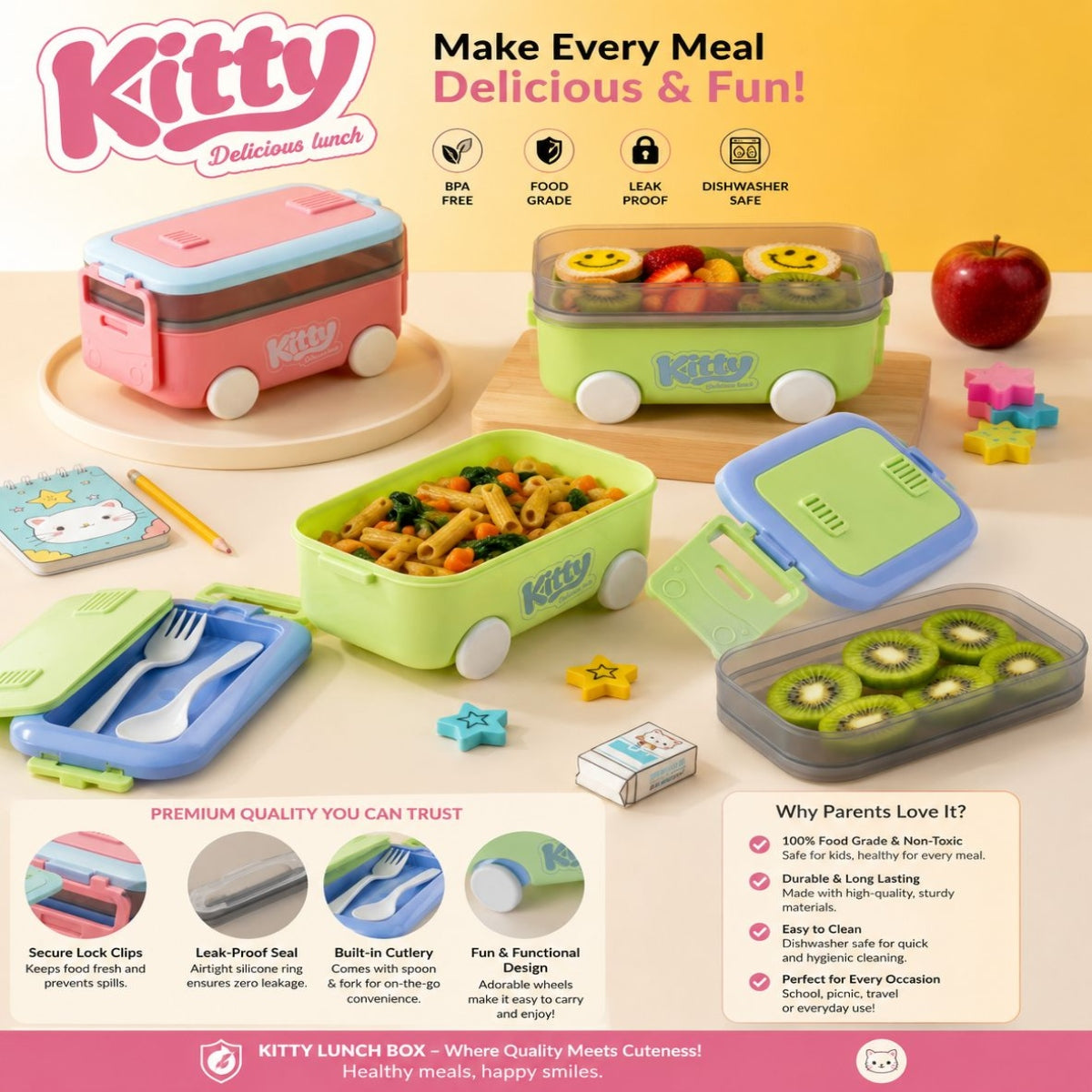 SHRINEX Kitty Fancy Plastic Lunch Box