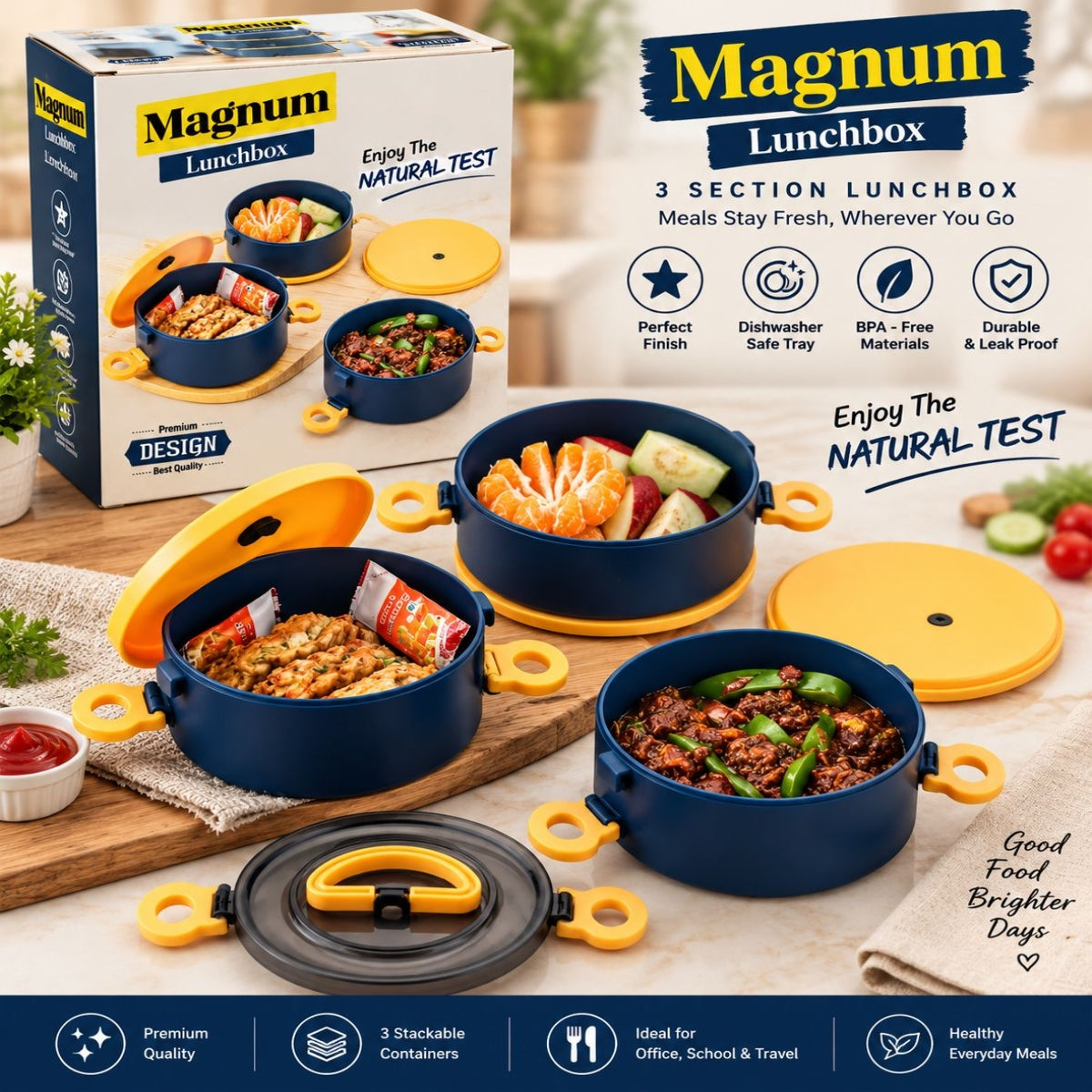SHRINEX Magnum 3 Layer Plastic Lunch Box