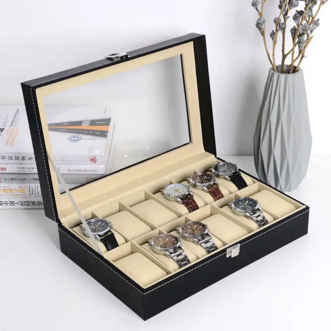10 Section Leather Watch Organiser