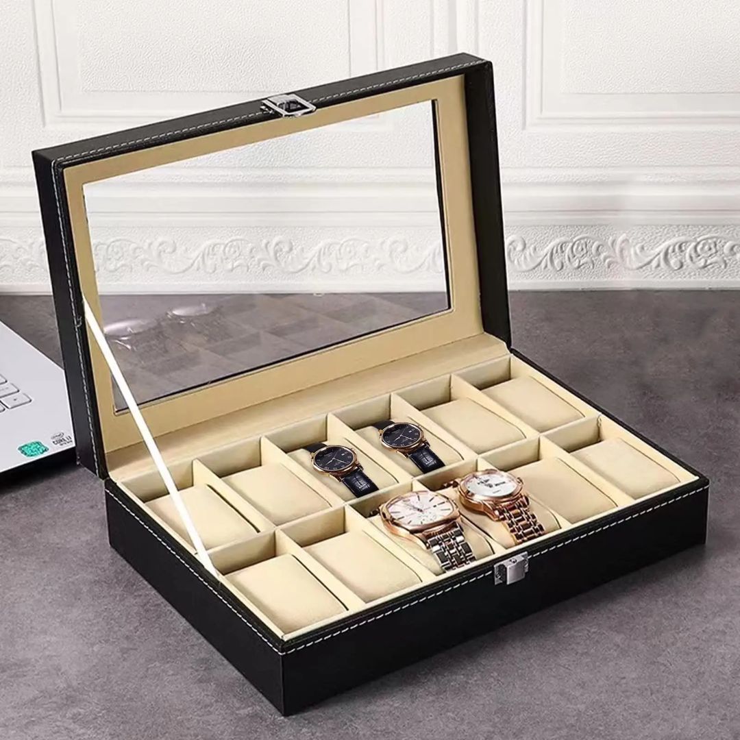 10 Section Leather Watch Organiser
