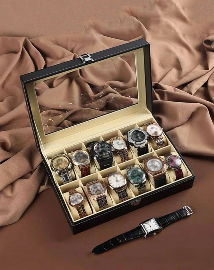 10 Section Leather Watch Organiser
