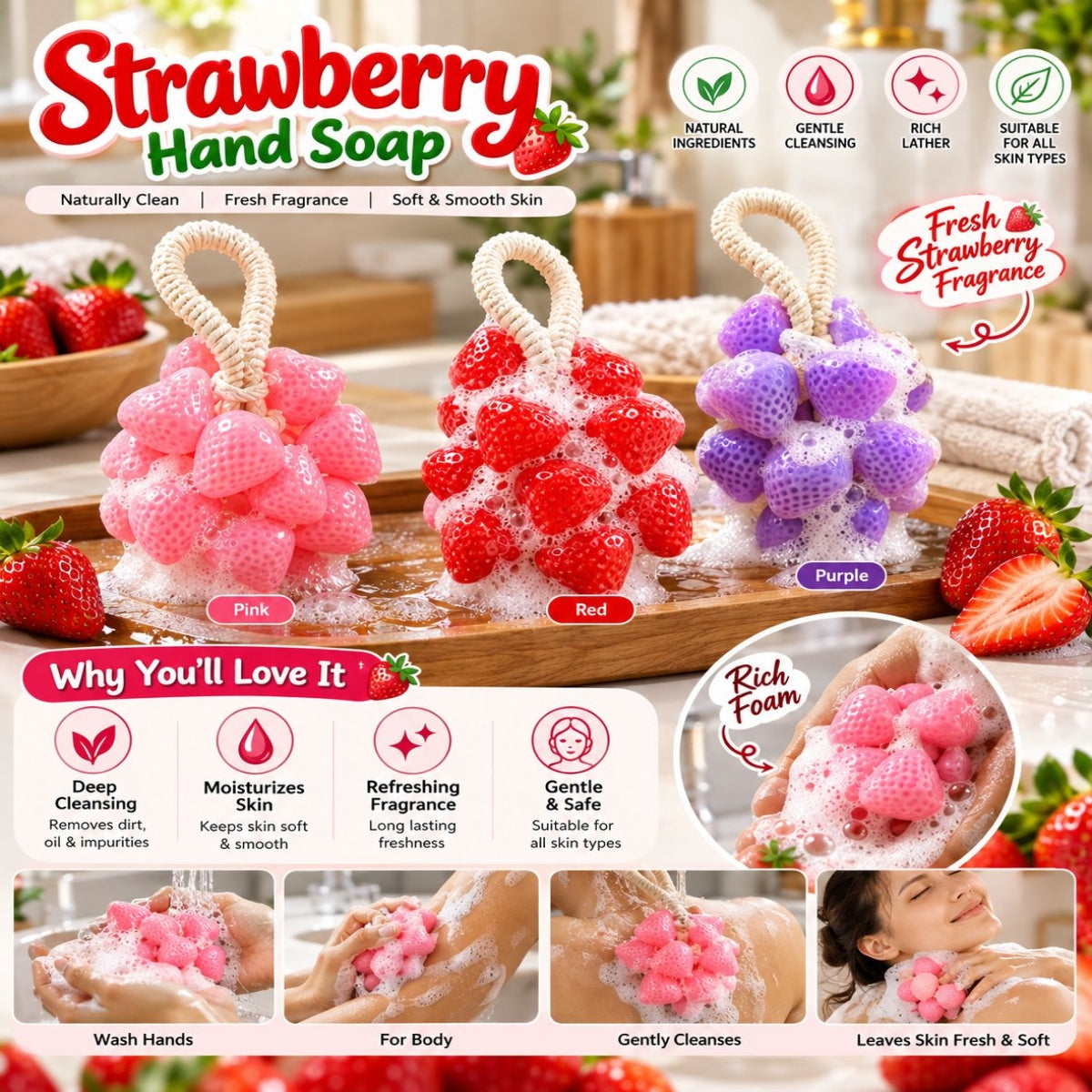 SHRINEX Strawberry Shape Hand Soap